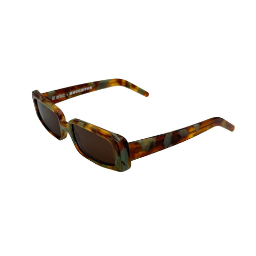 Square sunglasses with a tortoiseshell pattern frame and brown lenses, shown on a plain white background.